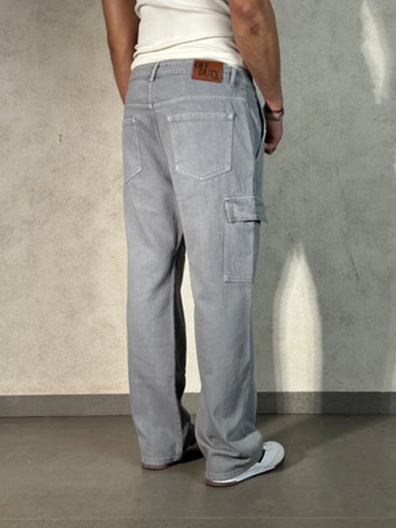 Moonstone Grey Flap Pocket Side Cargo Jeans - Image 4
