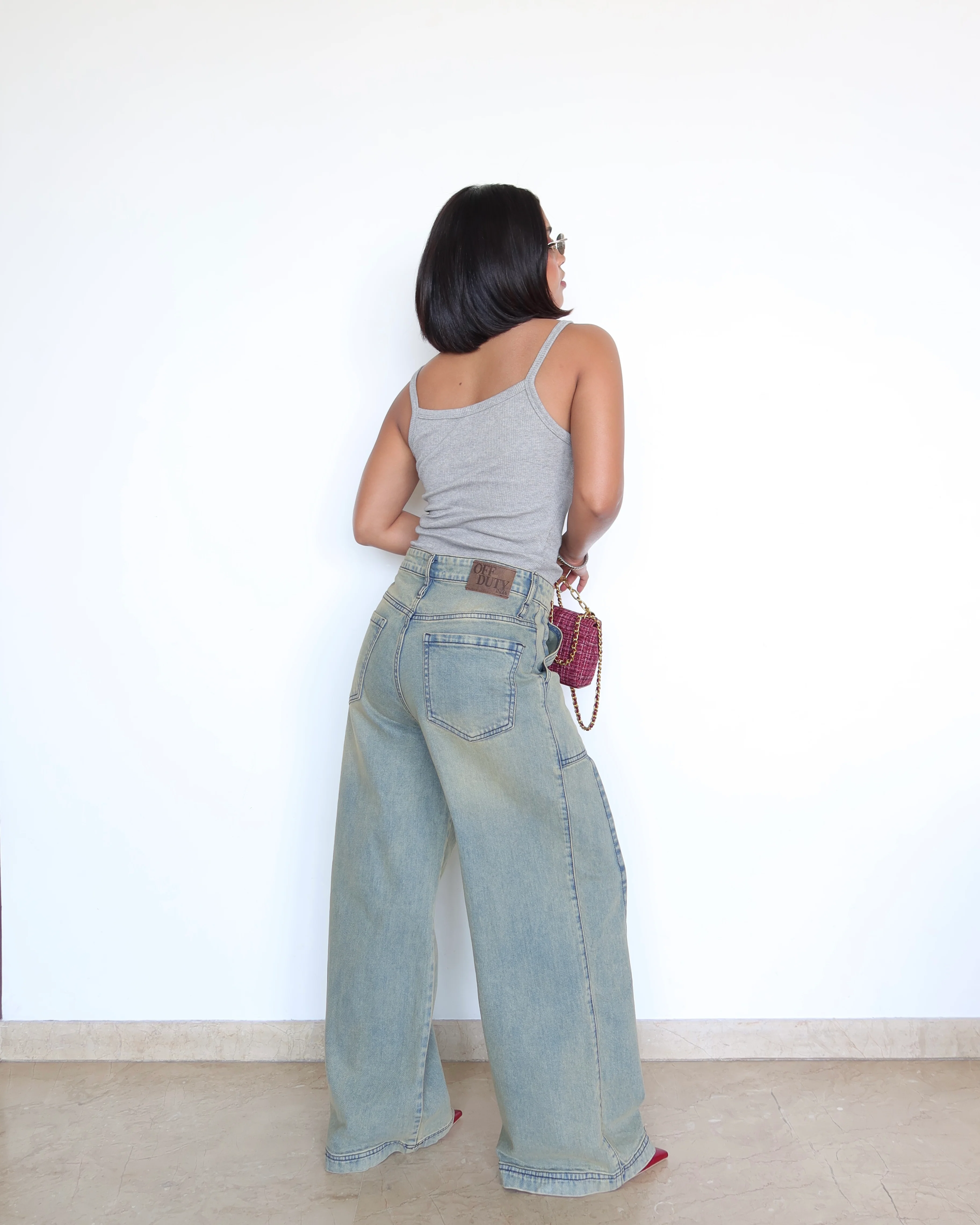 Muted Blue Baggy Wide Leg Jeans - Image 10