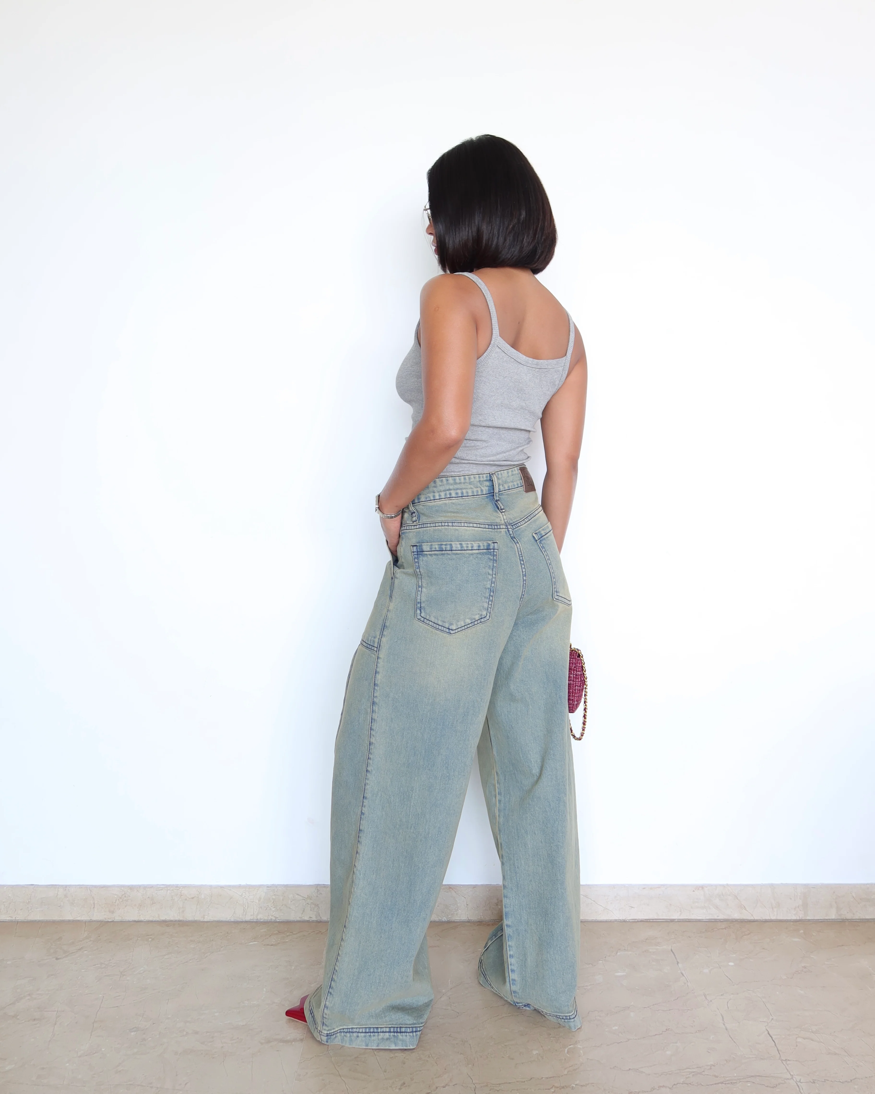 Muted Blue Baggy Wide Leg Jeans - Image 5