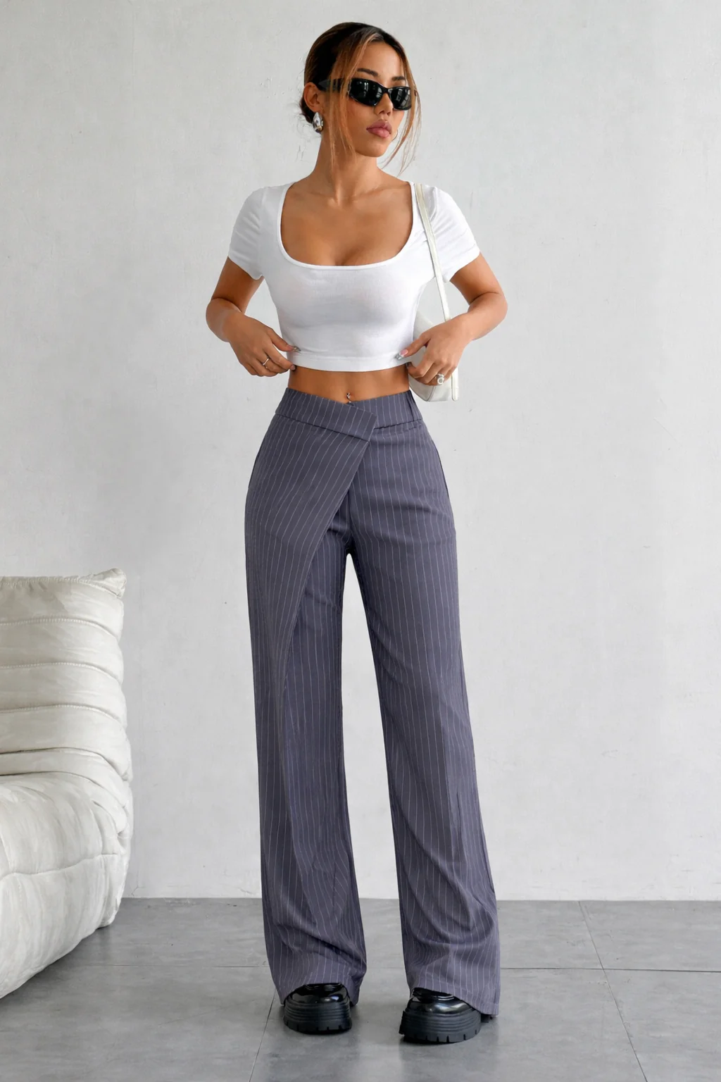 Off Front Pleat Tailored Trousers - Image 4
