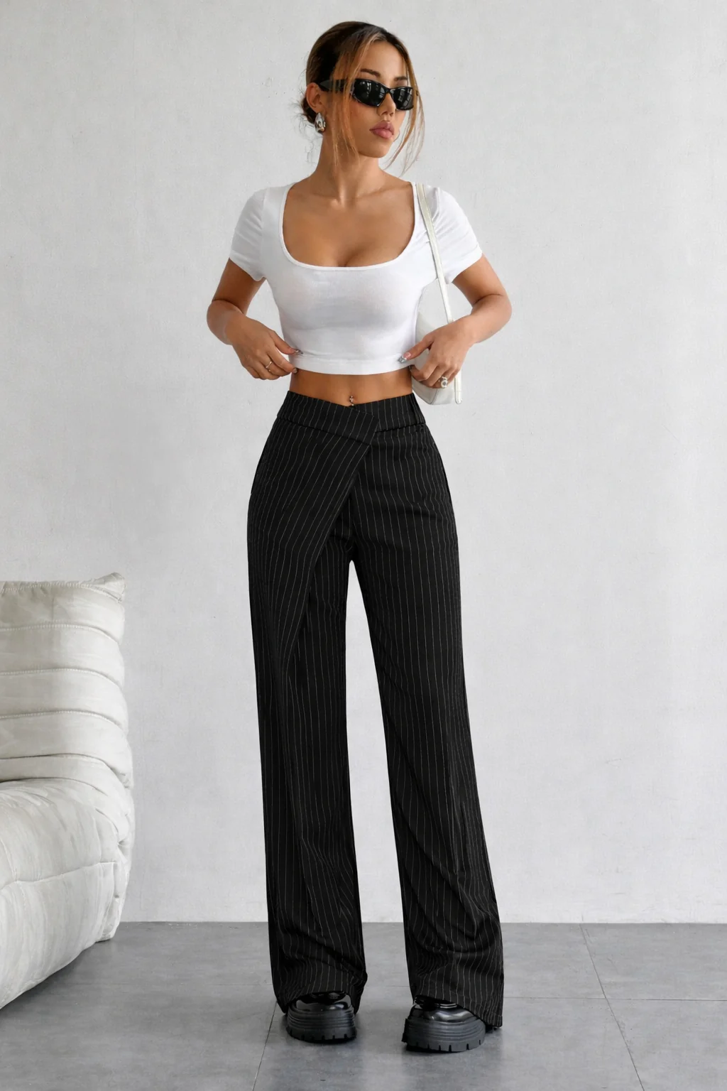 Off Front Pleat Tailored Trousers - Image 6