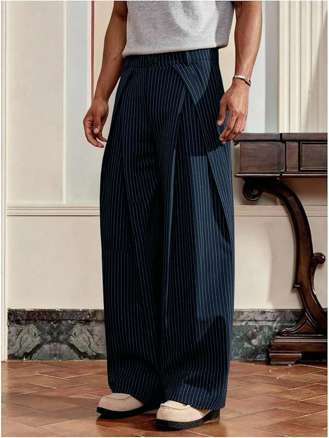Overfold Stripes Draped Trousers - Image 10