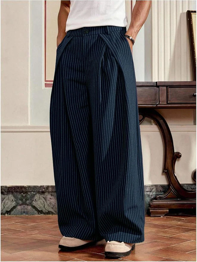 Overfold Stripes Draped Trousers - Image 13