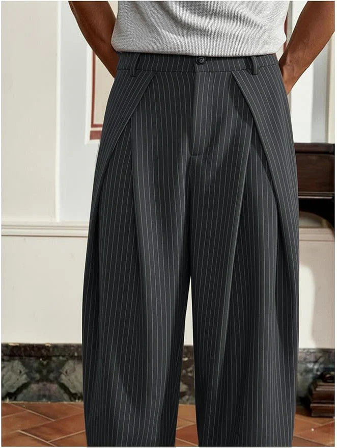 Overfold Stripes Draped Trousers - Image 5