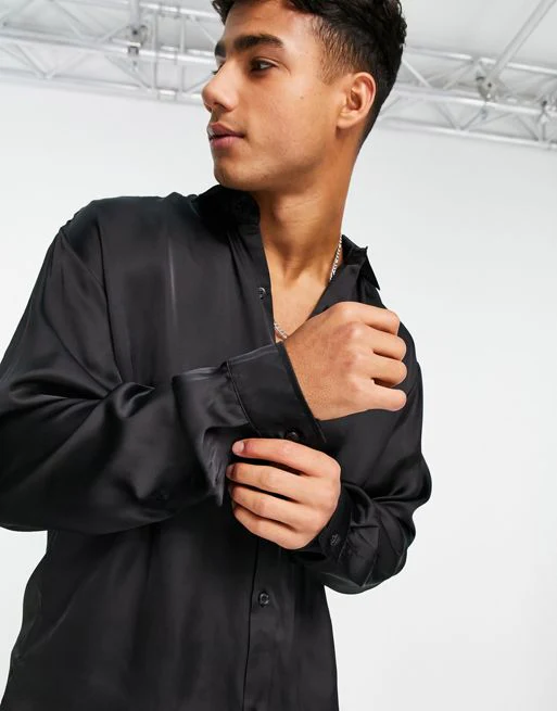 Party Button Up Satin Shirt - Image 3