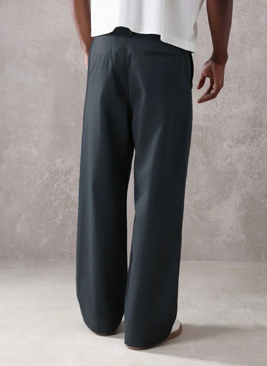 Pleated Minimal Wide Leg Trousers - Image 3