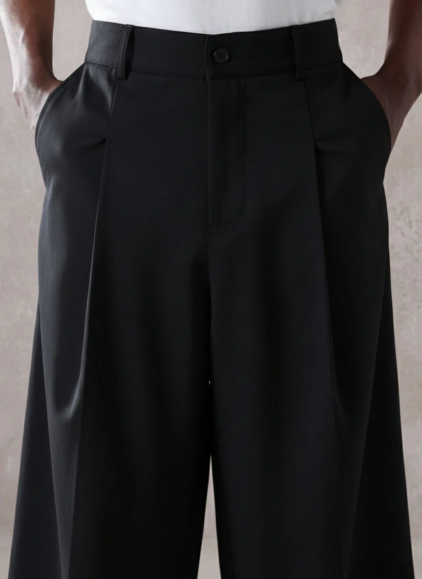 Pleated Minimal Wide Leg Trousers - Image 7