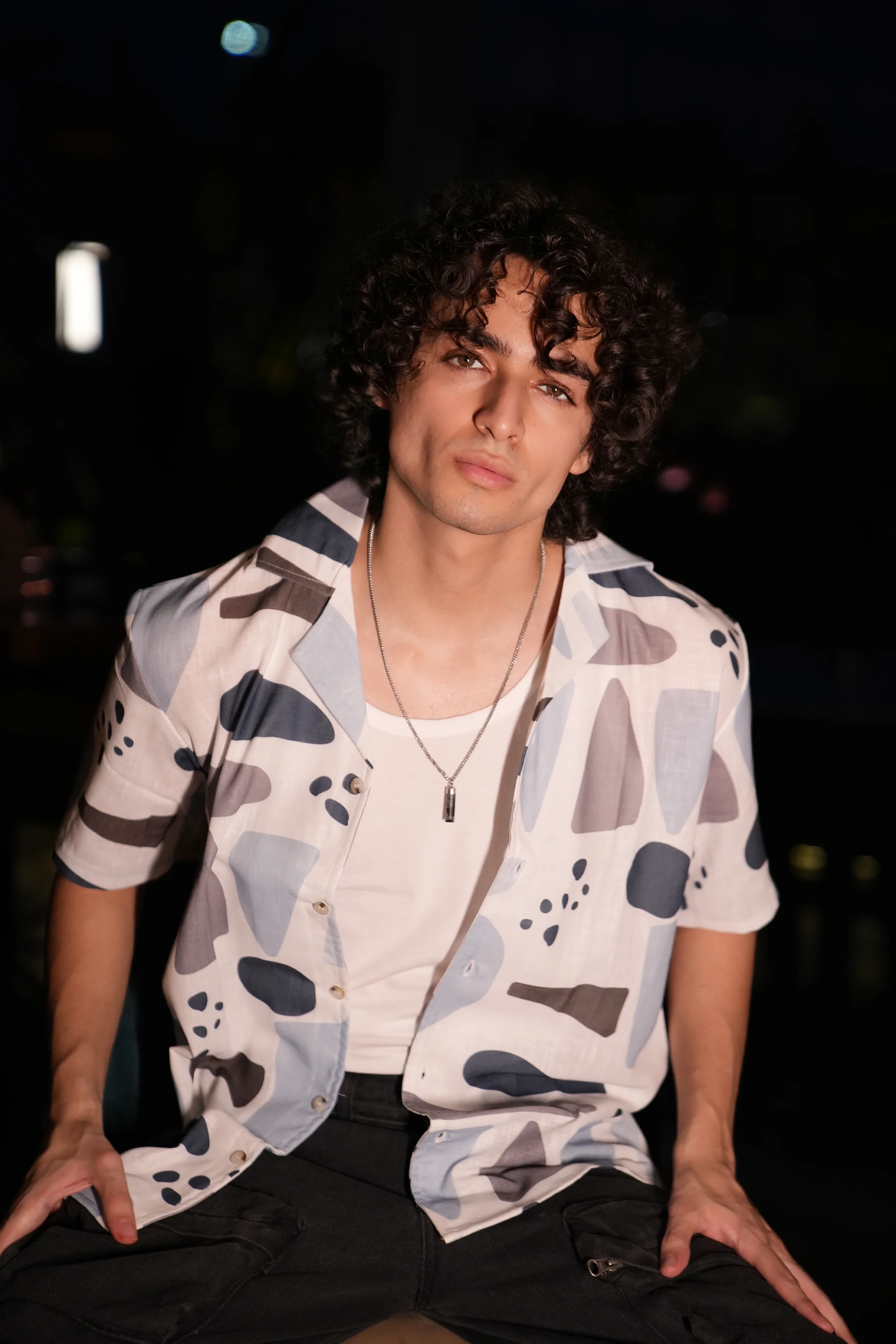 Premium Geometric Print Linen Shirt - Image 9