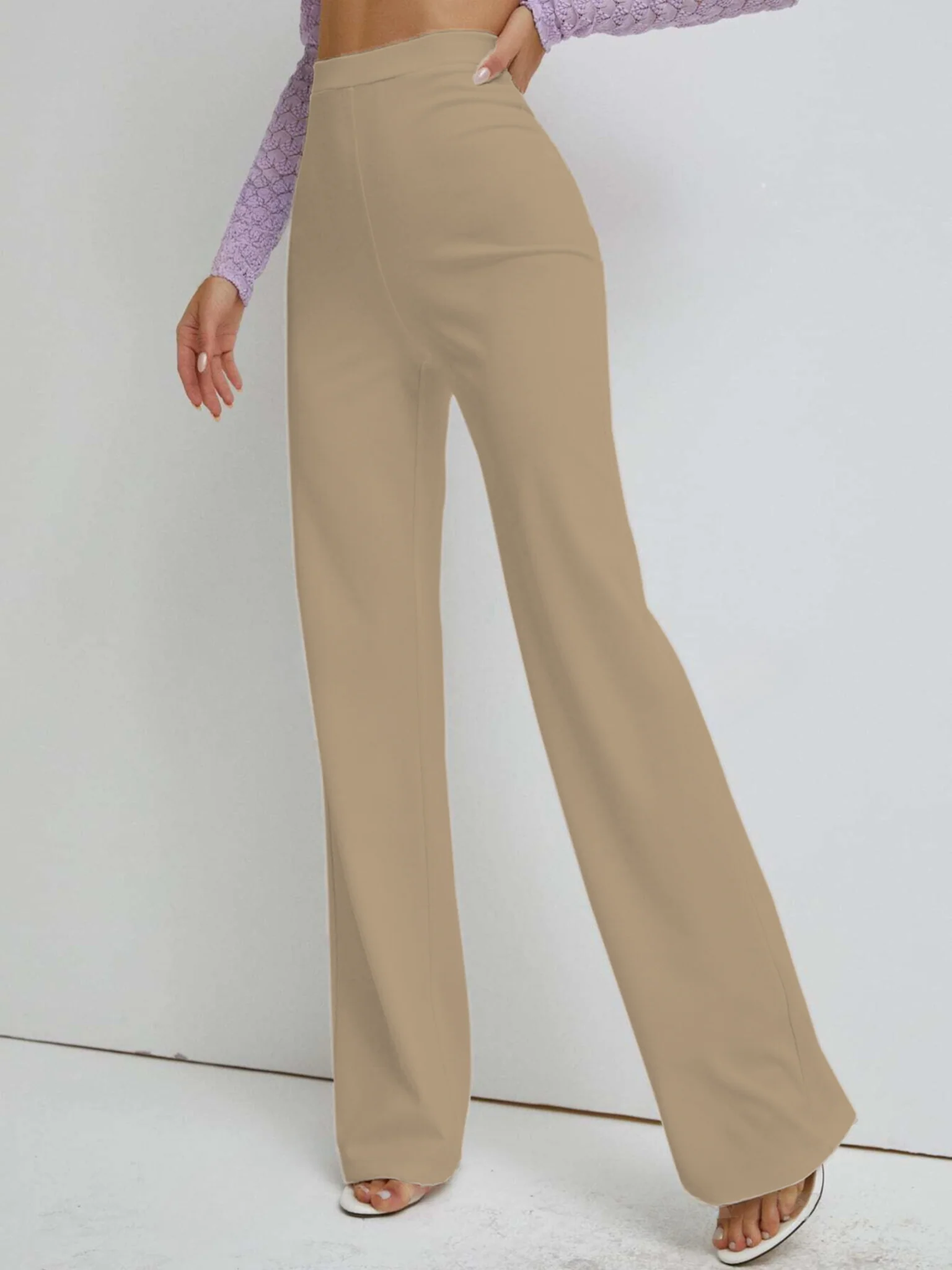 Premium Stretch High Waist Straight Leg Trousers - Image 10