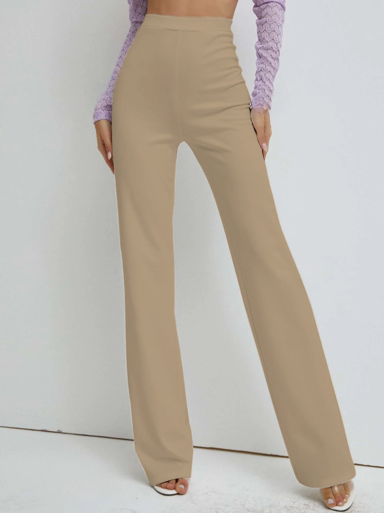 Premium Stretch High Waist Straight Leg Trousers - Image 13