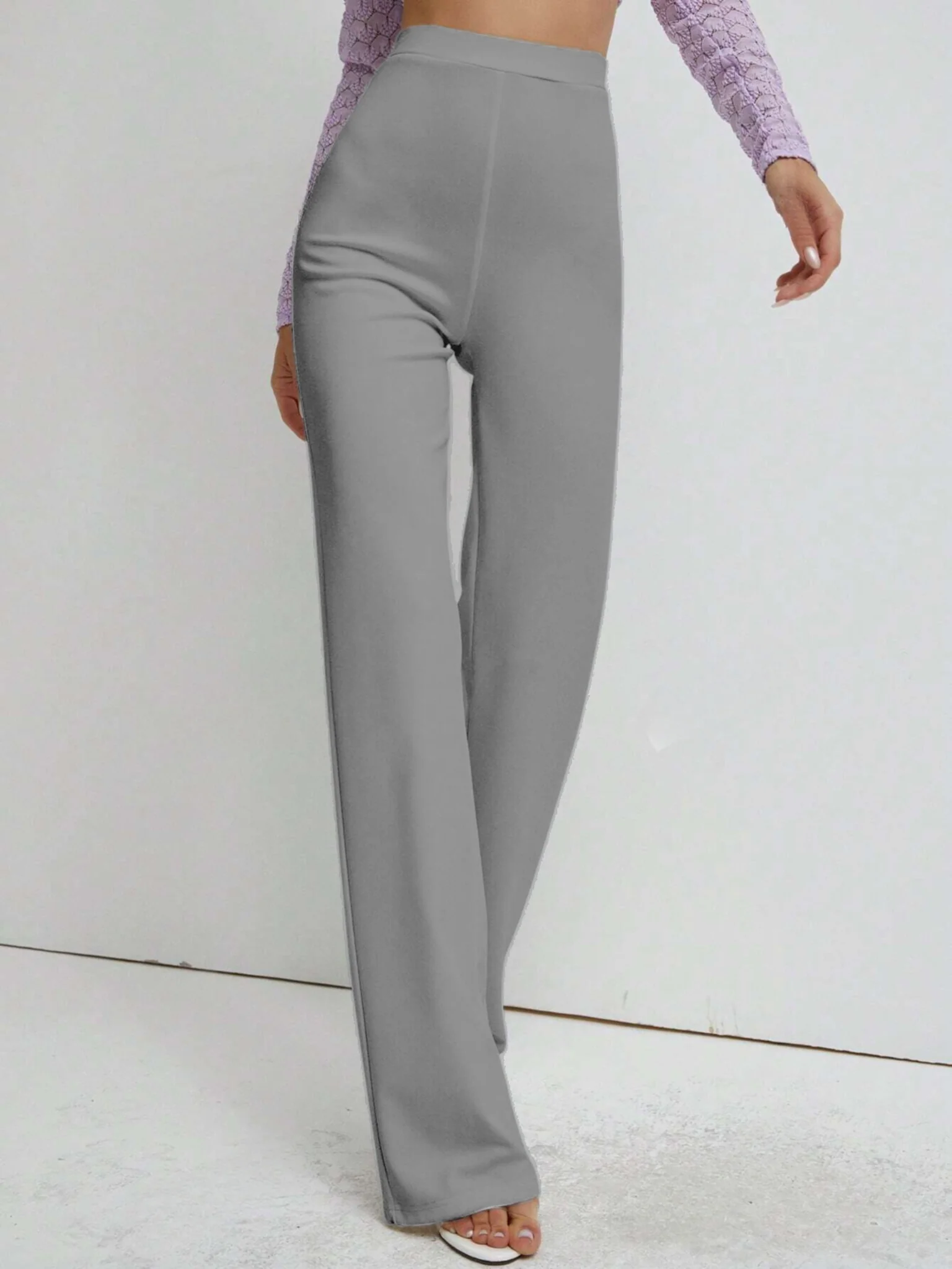 Premium Stretch High Waist Straight Leg Trousers - Image 14