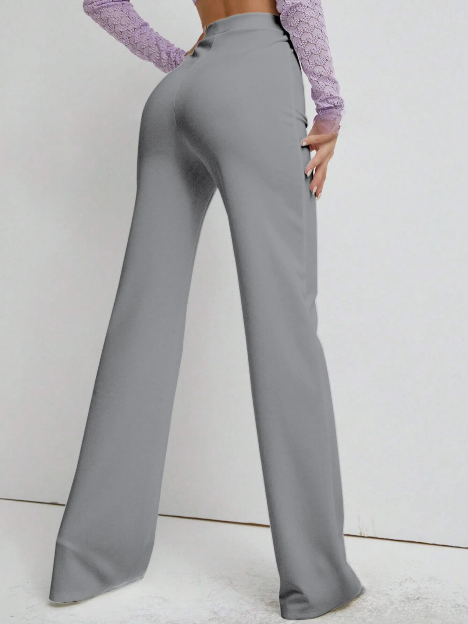 Premium Stretch High Waist Straight Leg Trousers - Image 17