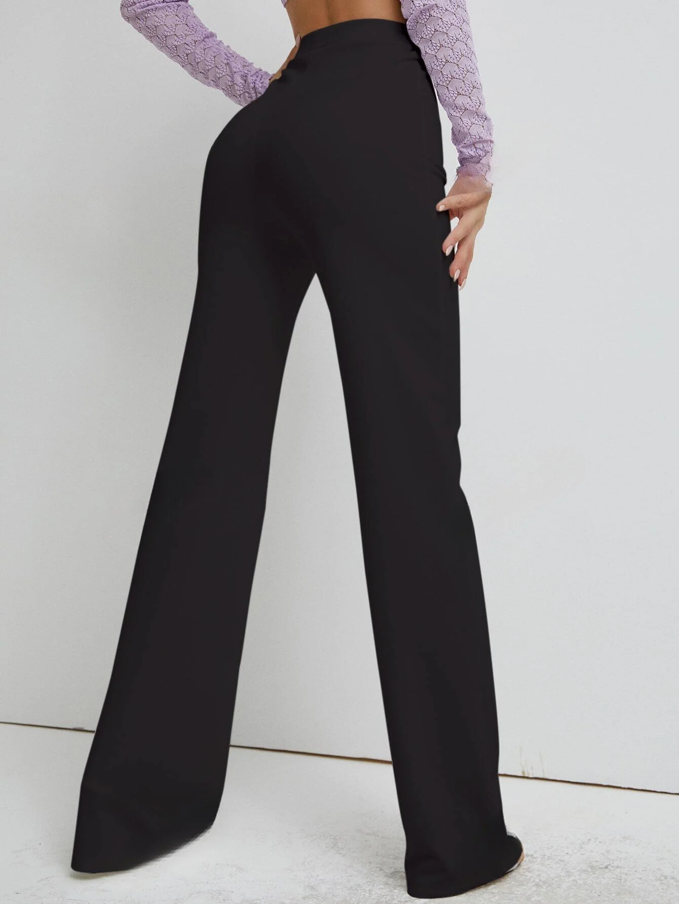 Premium Stretch High Waist Straight Leg Trousers - Image 3