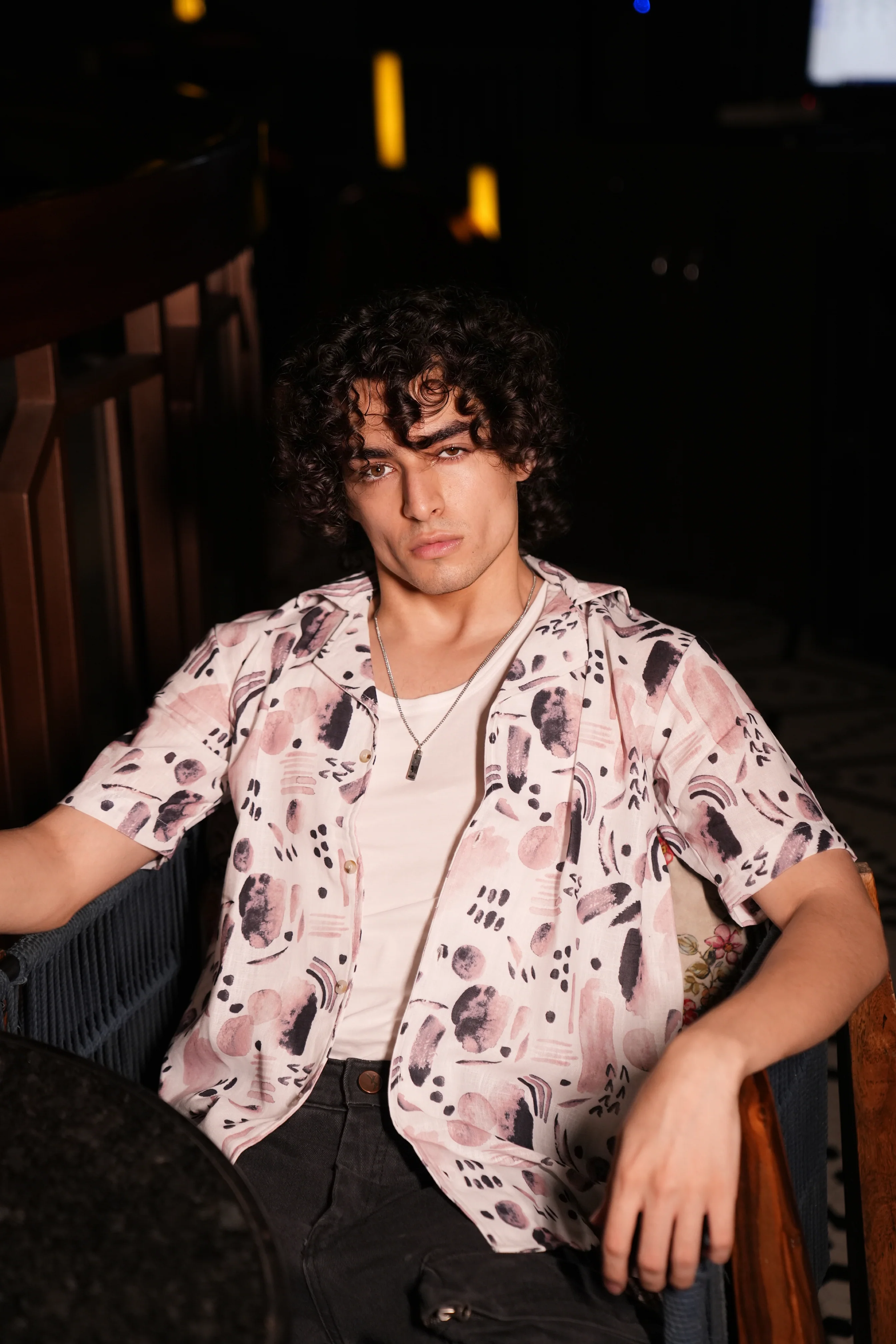 Premium Water Color Splash Print Linen Shirt - Image 4