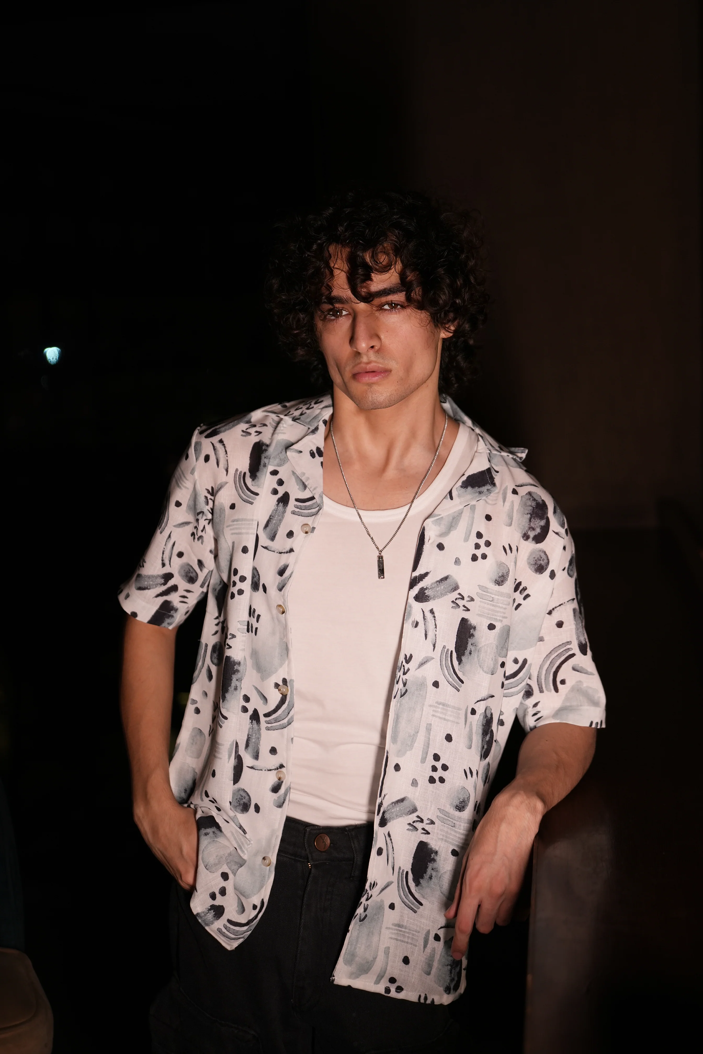 Premium Water Color Splash Print Linen Shirt - Image 8