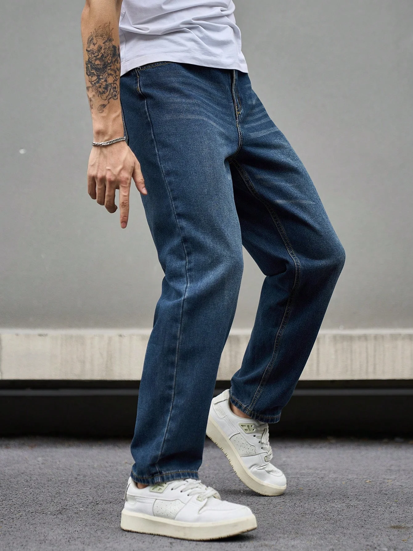 Royal Indigo Blue Straight Fit Jeans - Image 3