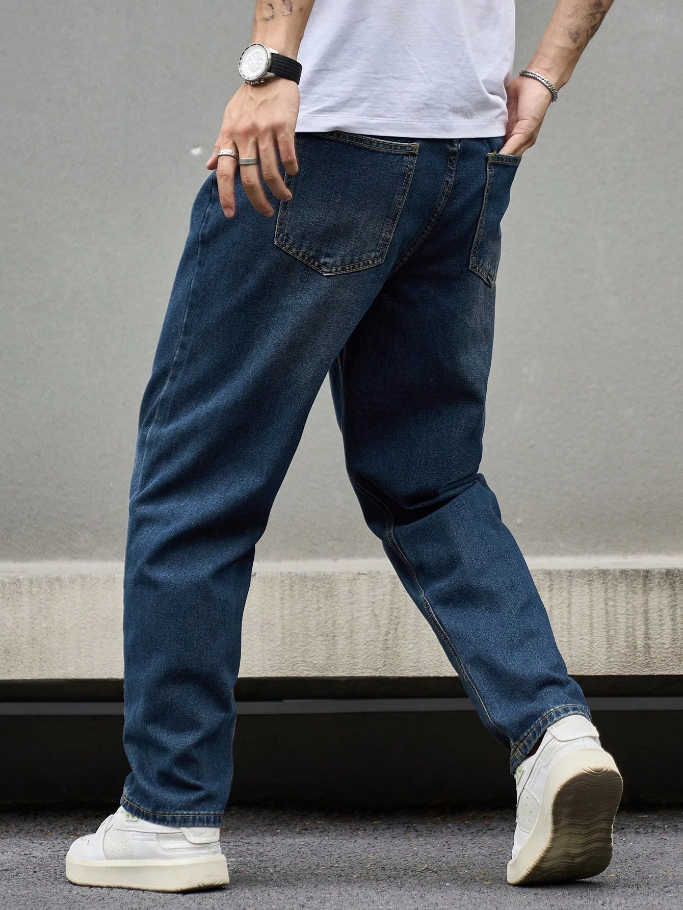 Royal Indigo Blue Straight Fit Jeans - Image 4
