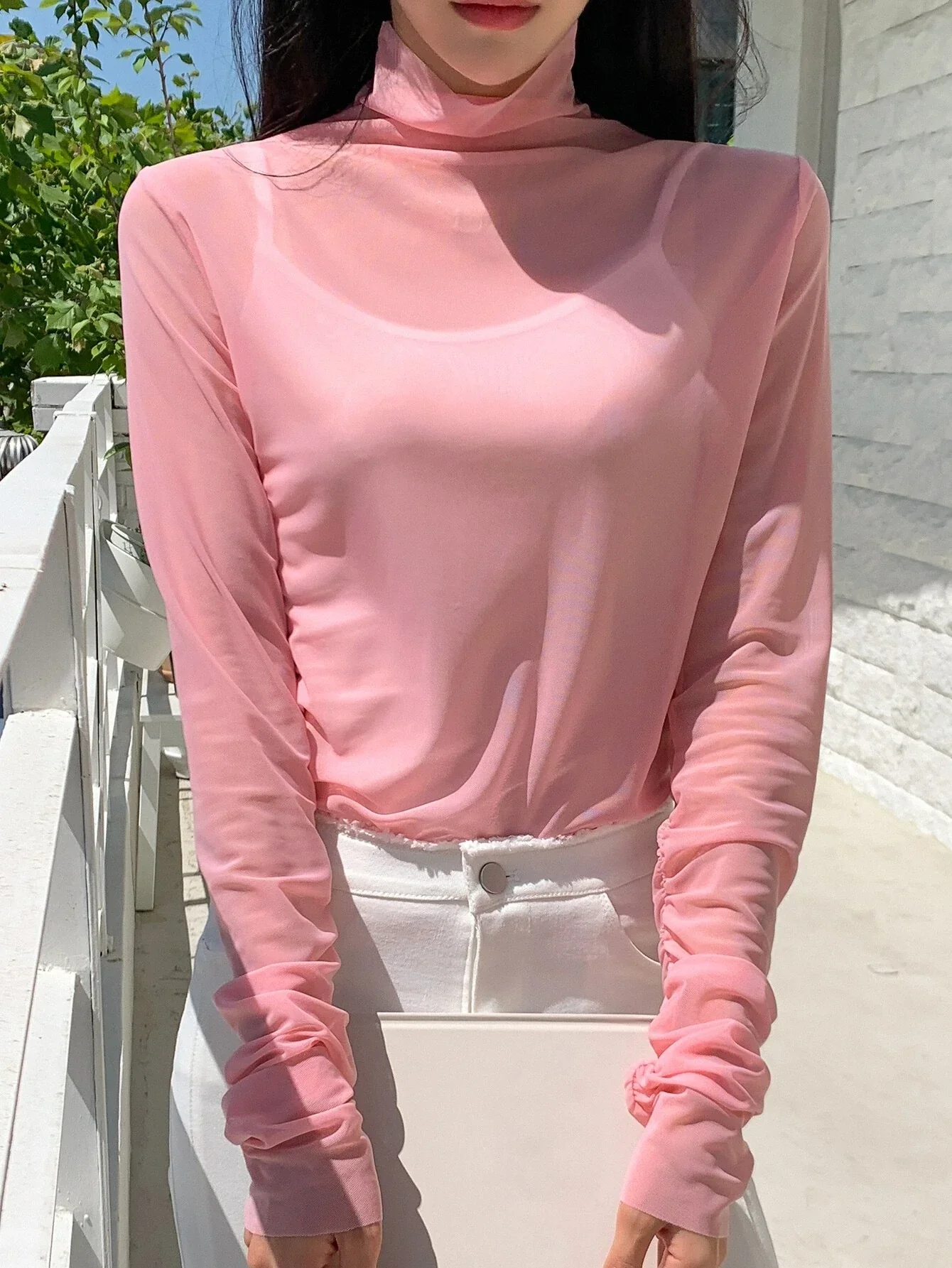 Ruched Sleeve Sheer Top - Image 6