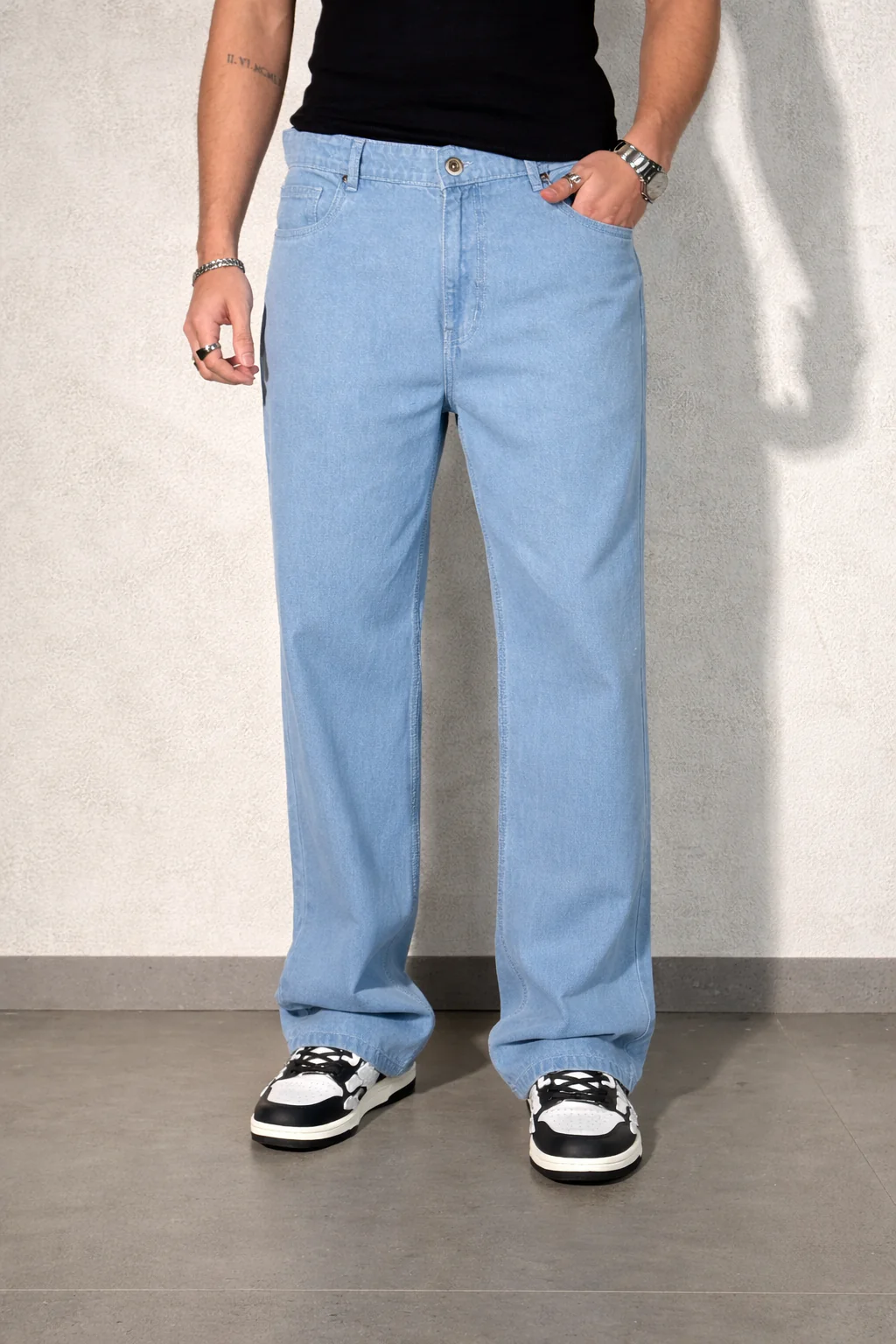 Slate Blue Baggy Fit Rigid Jeans - Image 4