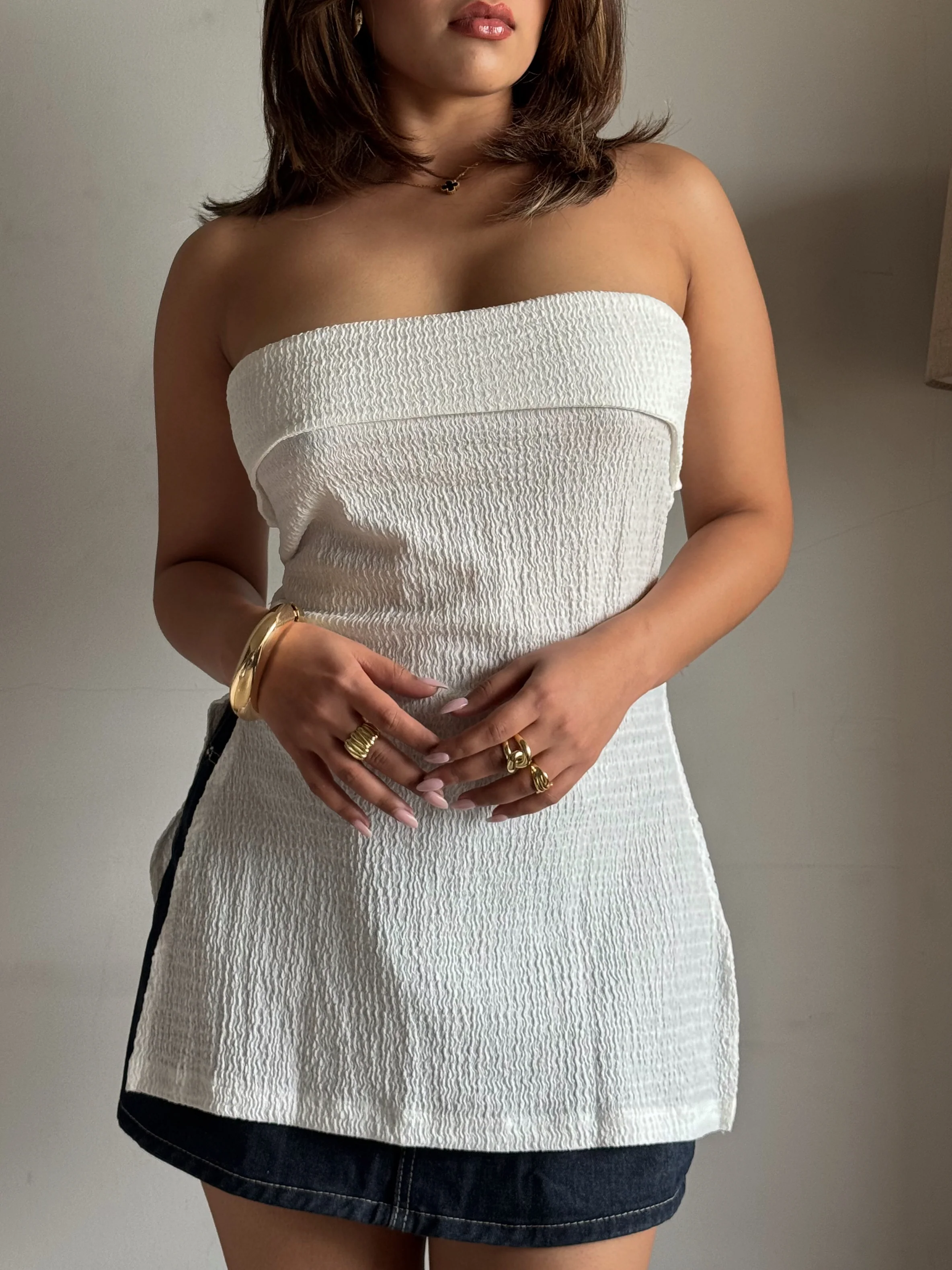 Sleek Split Hemline Slit Bandeau Top - Image 10