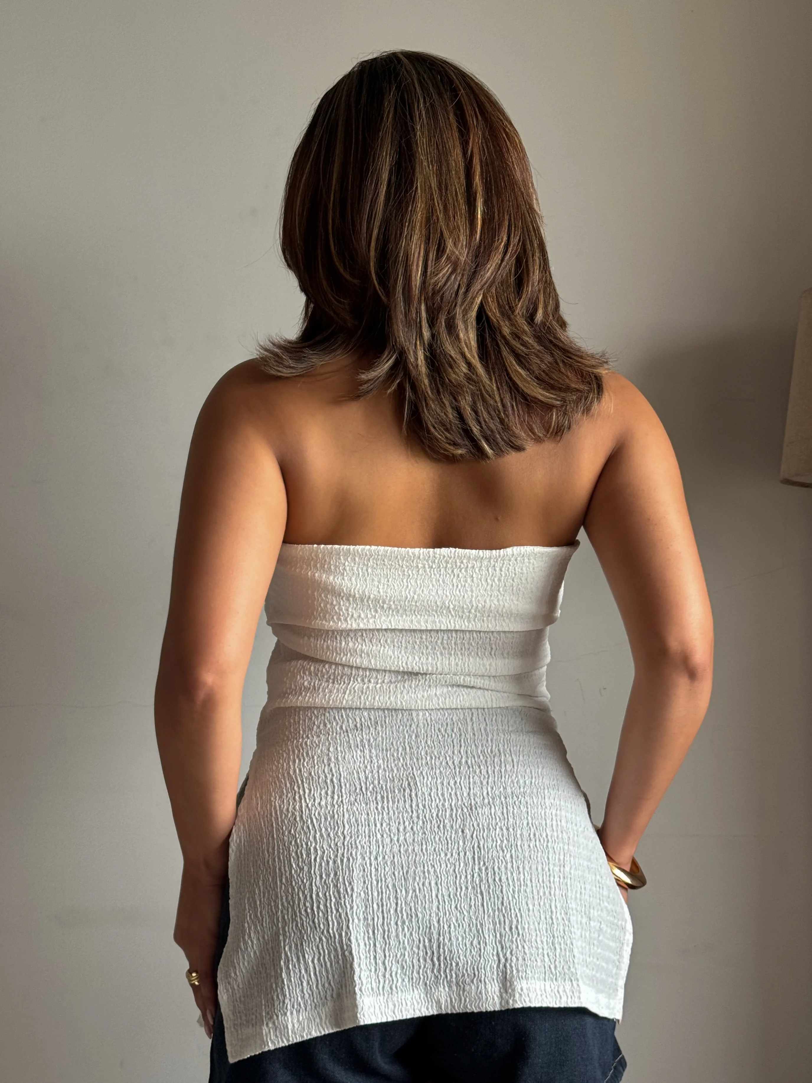 Sleek Split Hemline Slit Bandeau Top - Image 9
