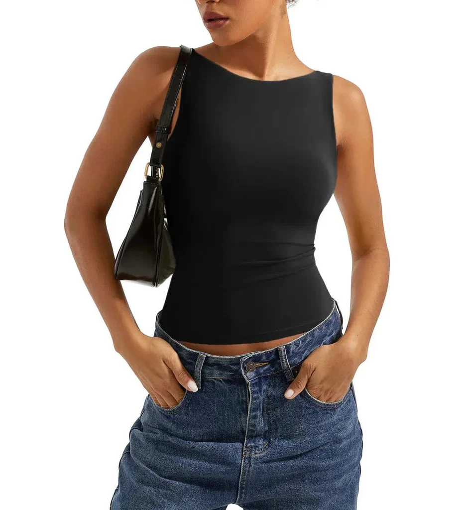 Soft Backless Boat Neck Tank Top - Image 28