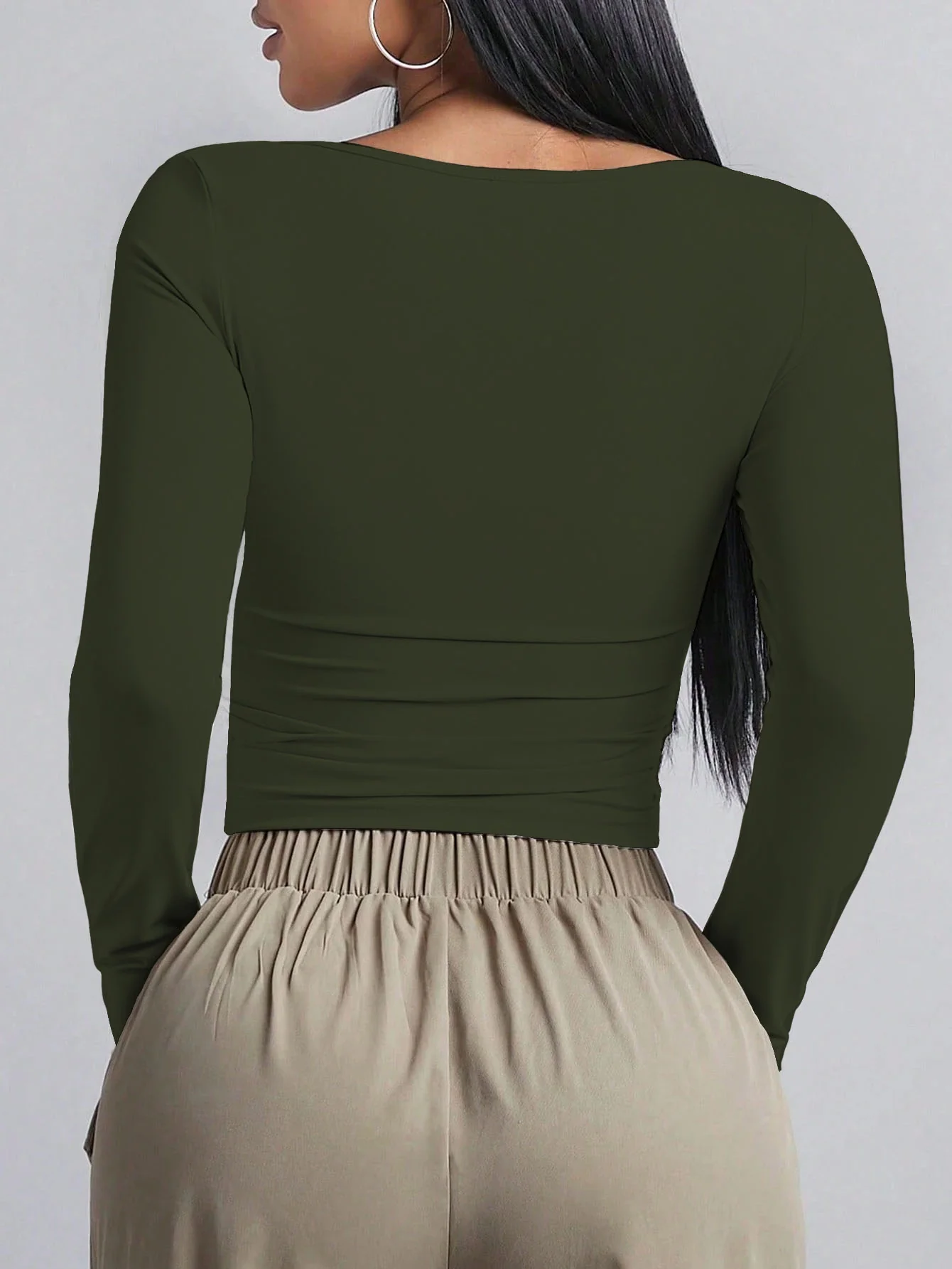 Soft Curve Neck Long Sleeve Top - Image 18