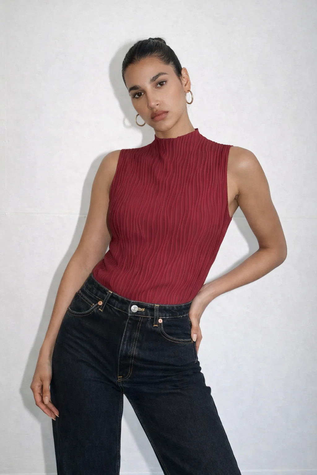 Soft High Neck Textured Top - Image 3