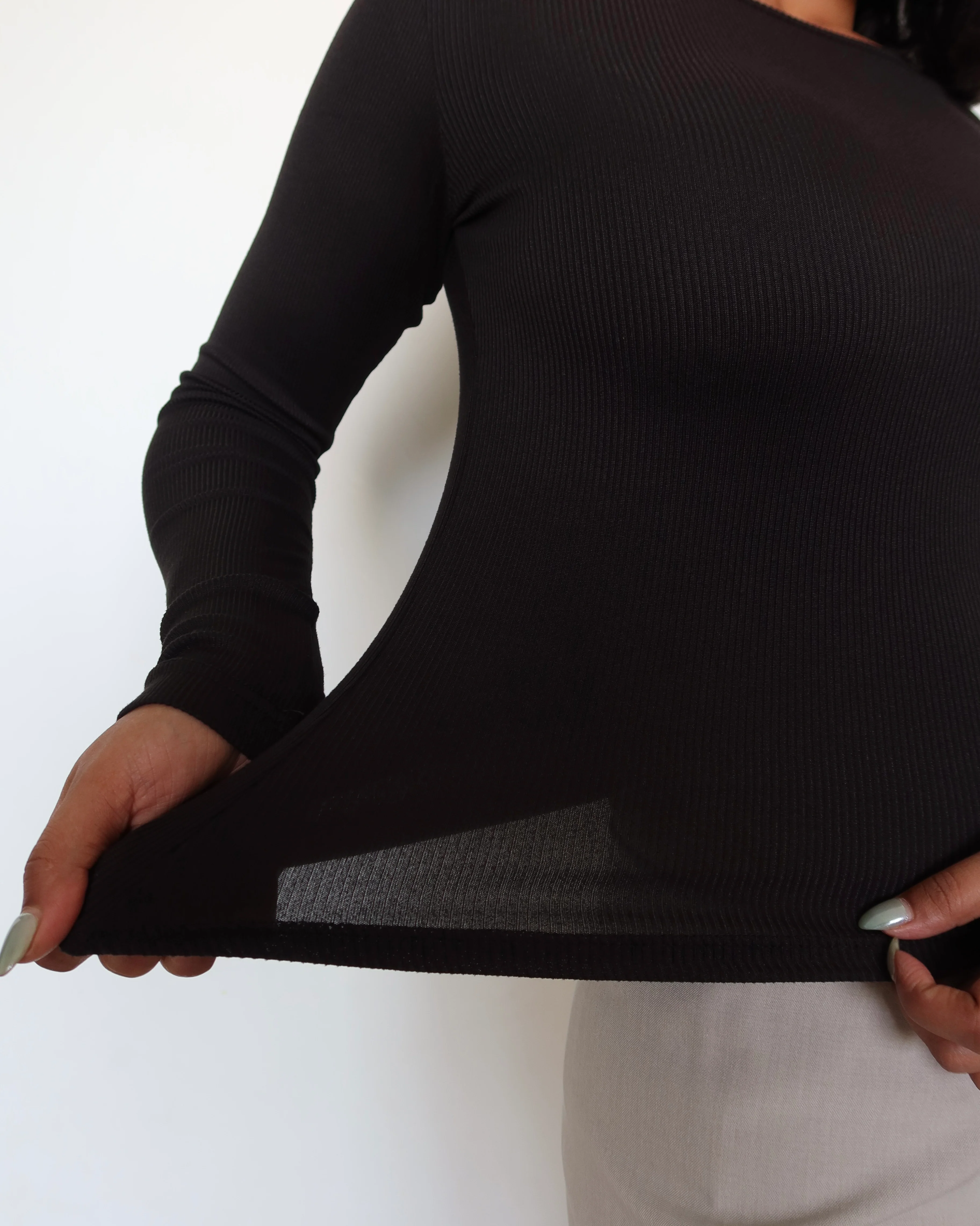Soft Touch Rib Long Sleeve Top - Image 10