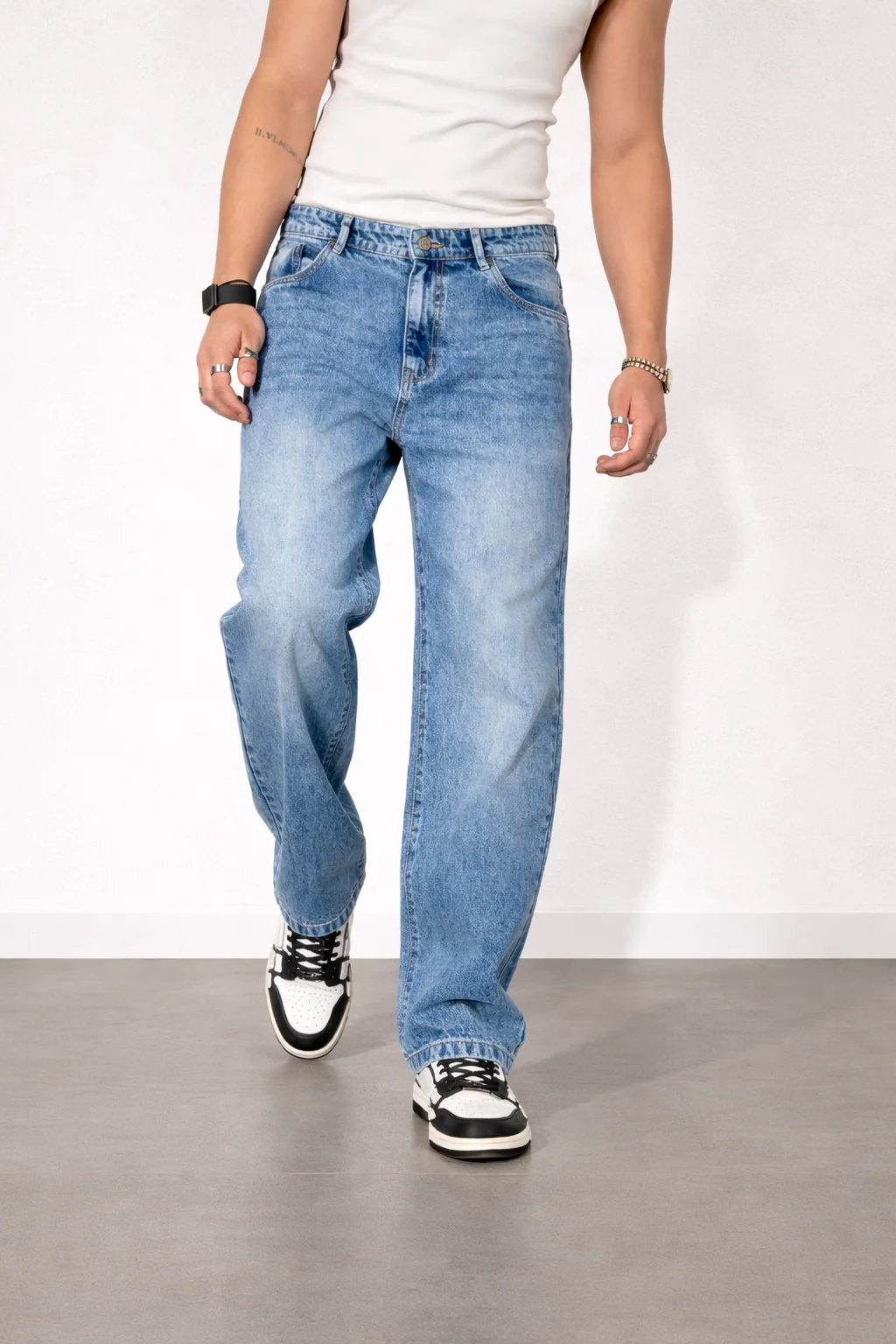 Steel Blue Straight Fit Jeans - Image 5