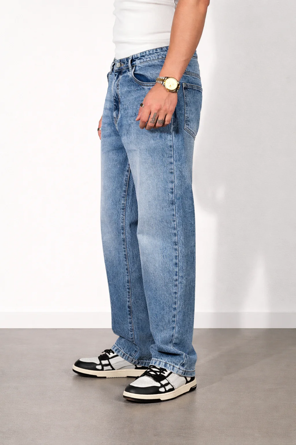 Steel Blue Straight Fit Jeans - Image 6