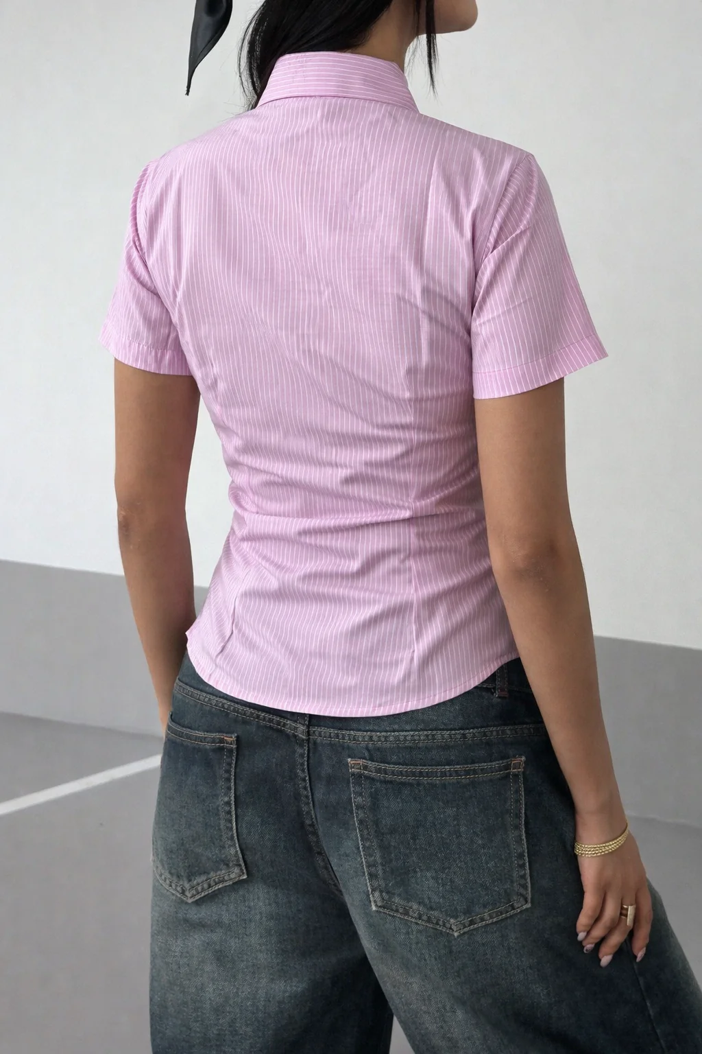 Stripe Waist Sculpt Short Sleeve Shirt - Image 12