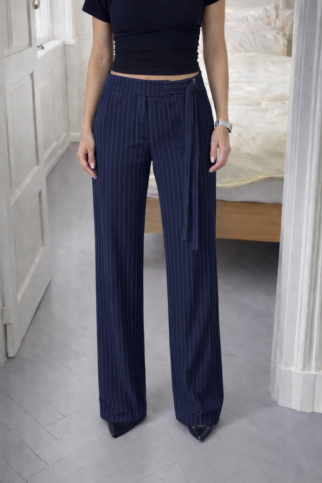 Striped Buckle Up Pants - Image 2