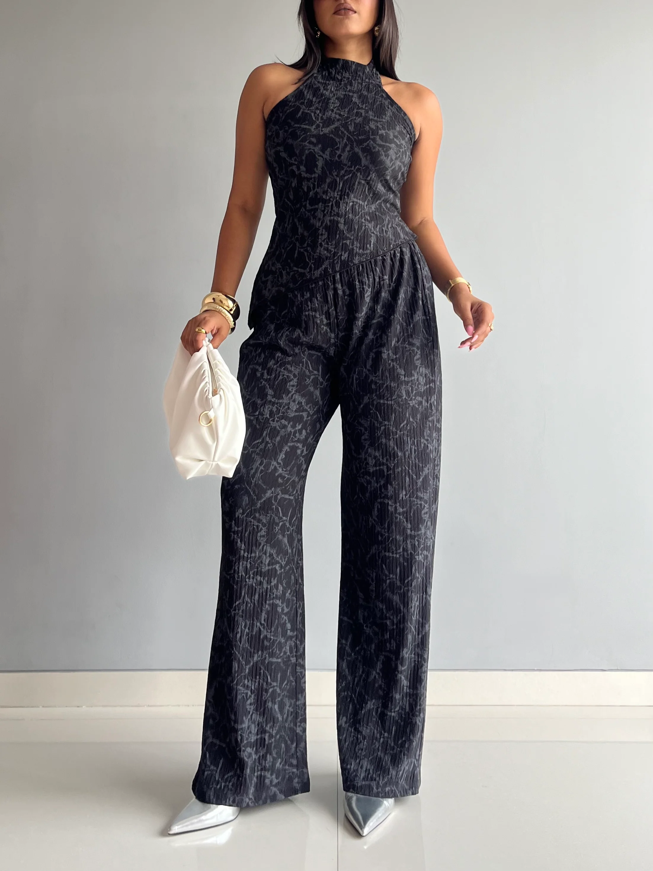 Textured Halter Neck Backless Co-ord Set - Image 9