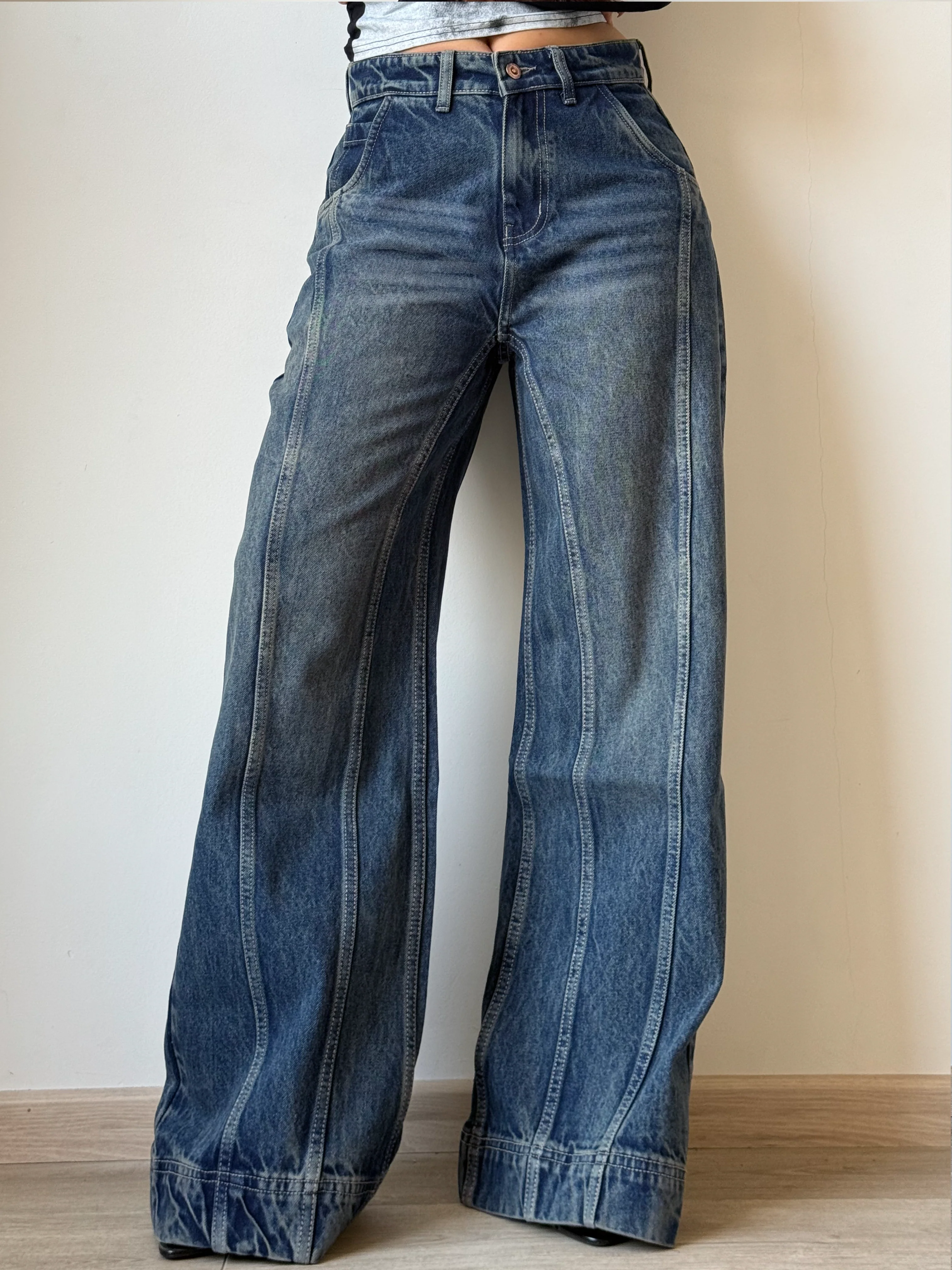 Tinted Vintage Washed Wide Leg Baggy Jeans - Image 18