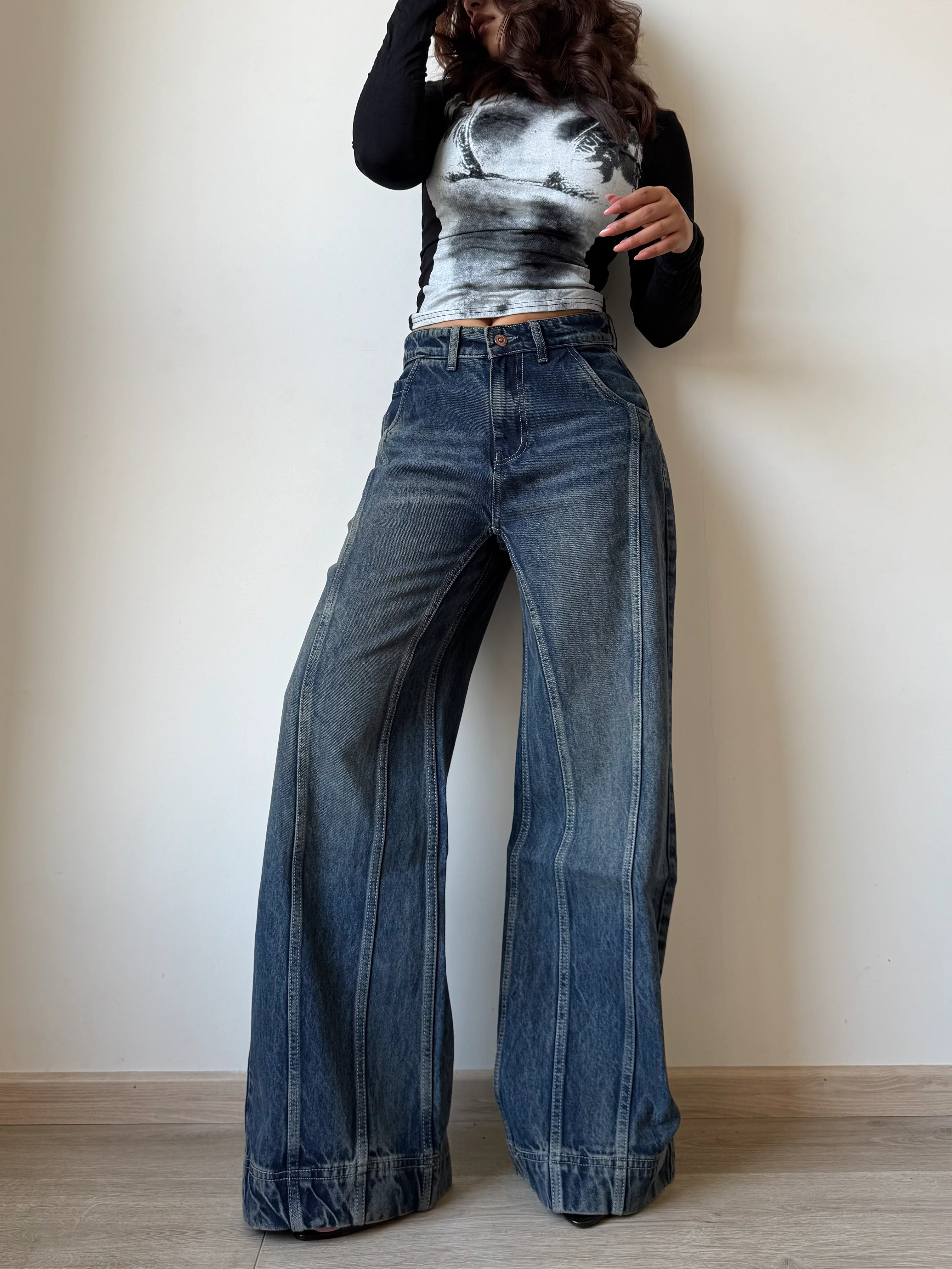 Tinted Vintage Washed Wide Leg Baggy Jeans - Image 20