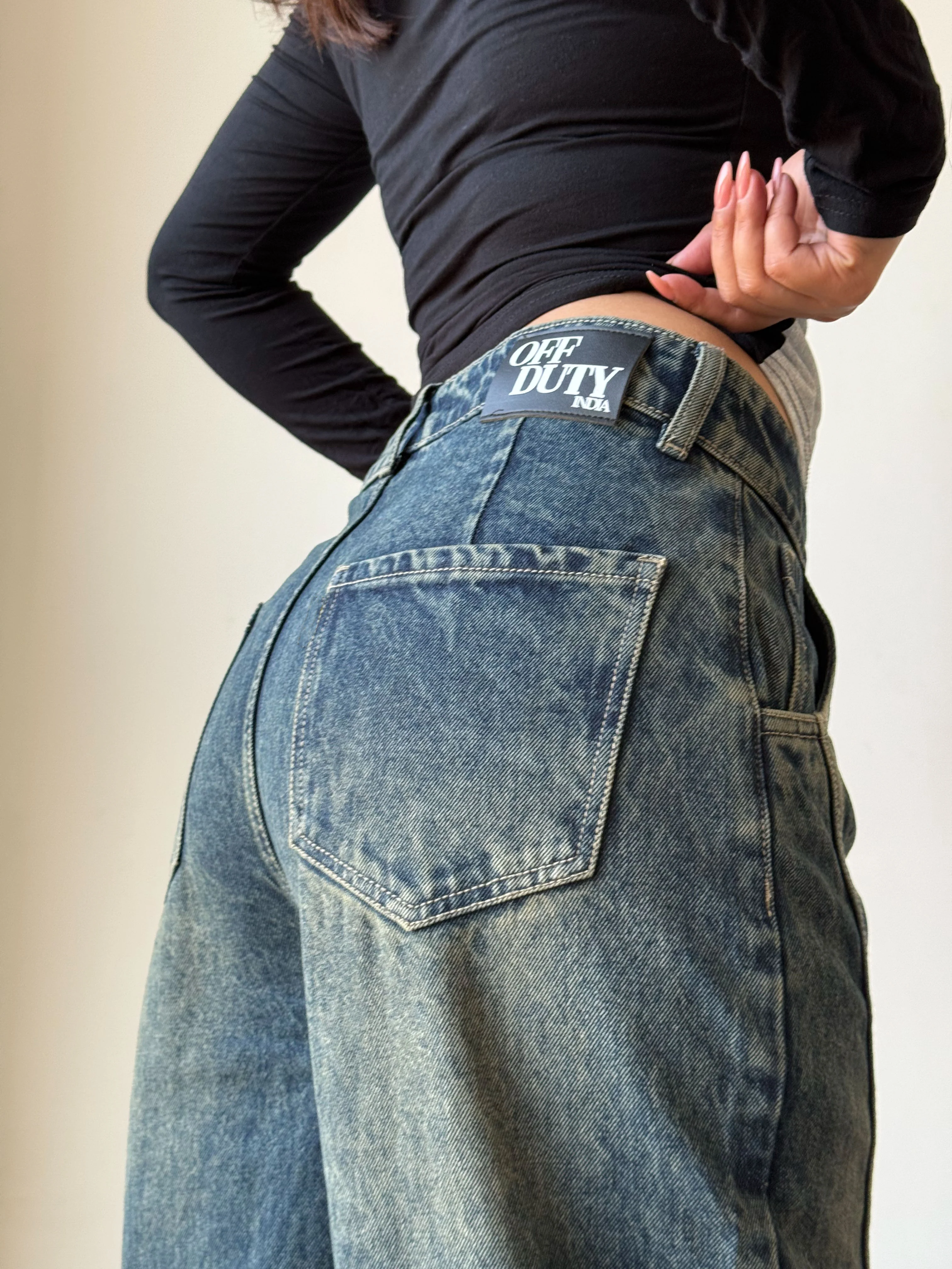 Tinted Vintage Washed Wide Leg Baggy Jeans - Image 5