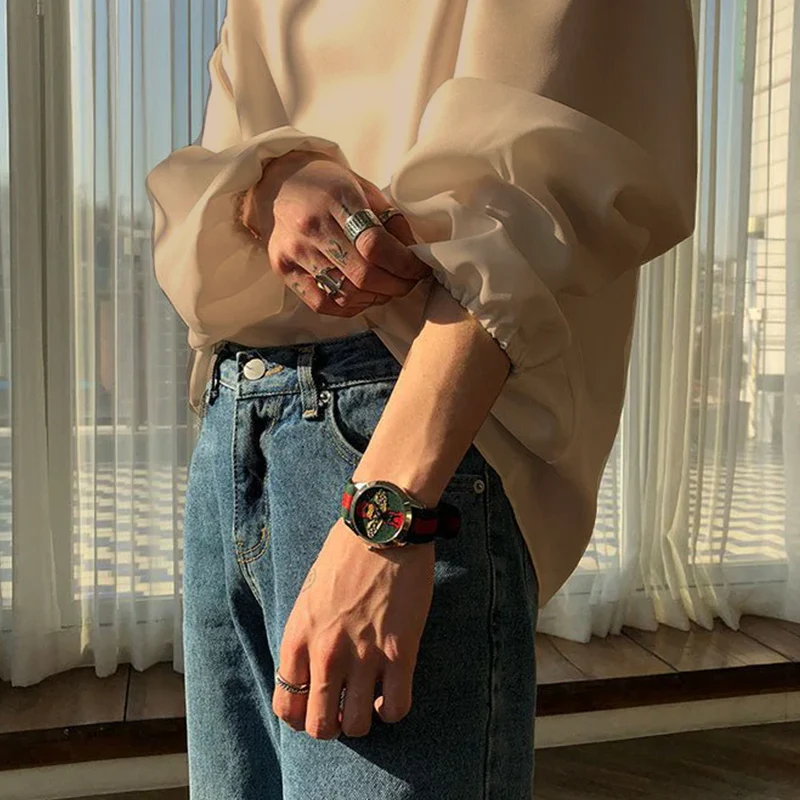 V Neck Cuff Details Long Sleeve Korean Shirt - Image 15