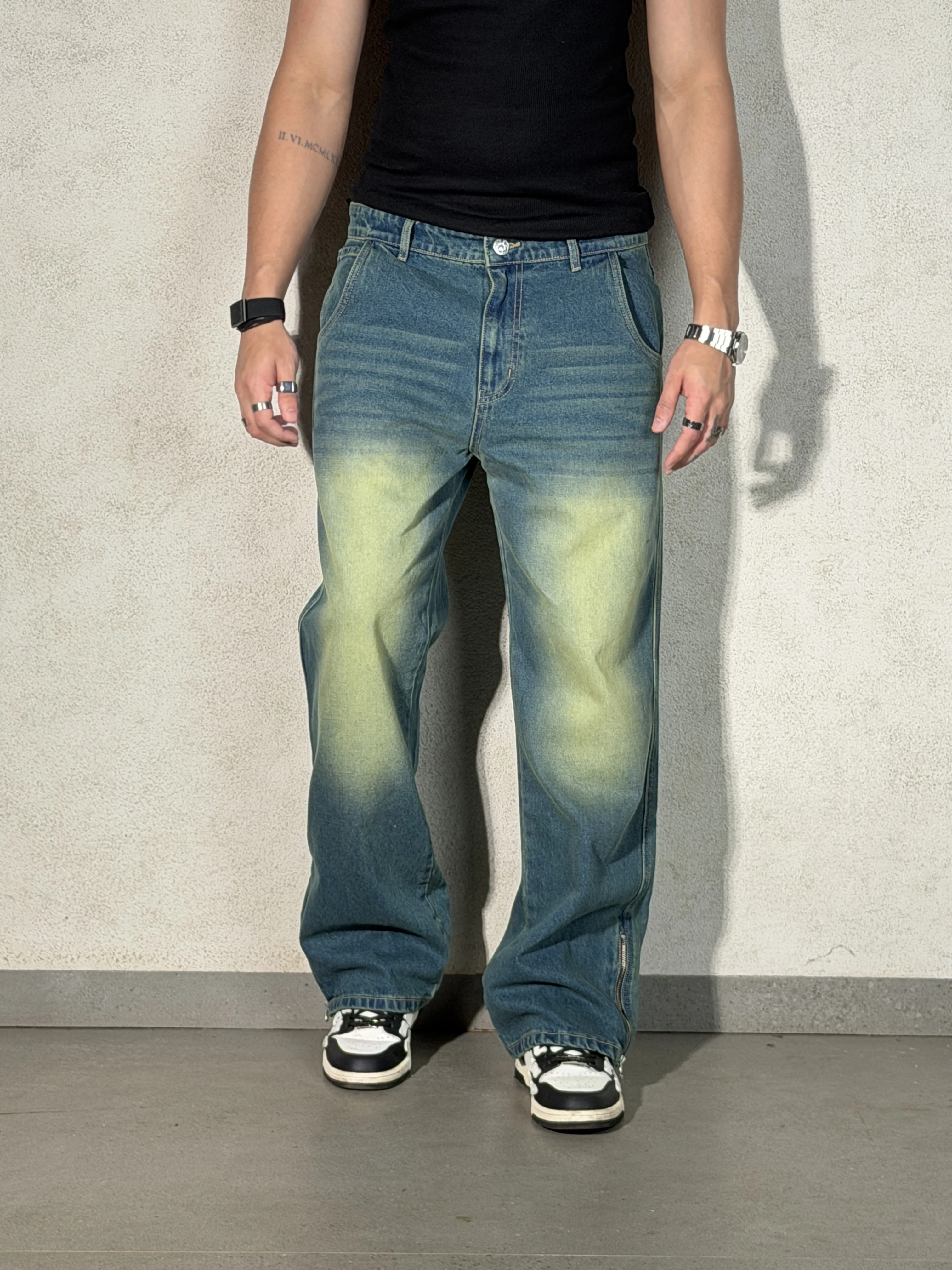 Vintage Yellowish Blue Loose Straight Fit Denim - Image 7