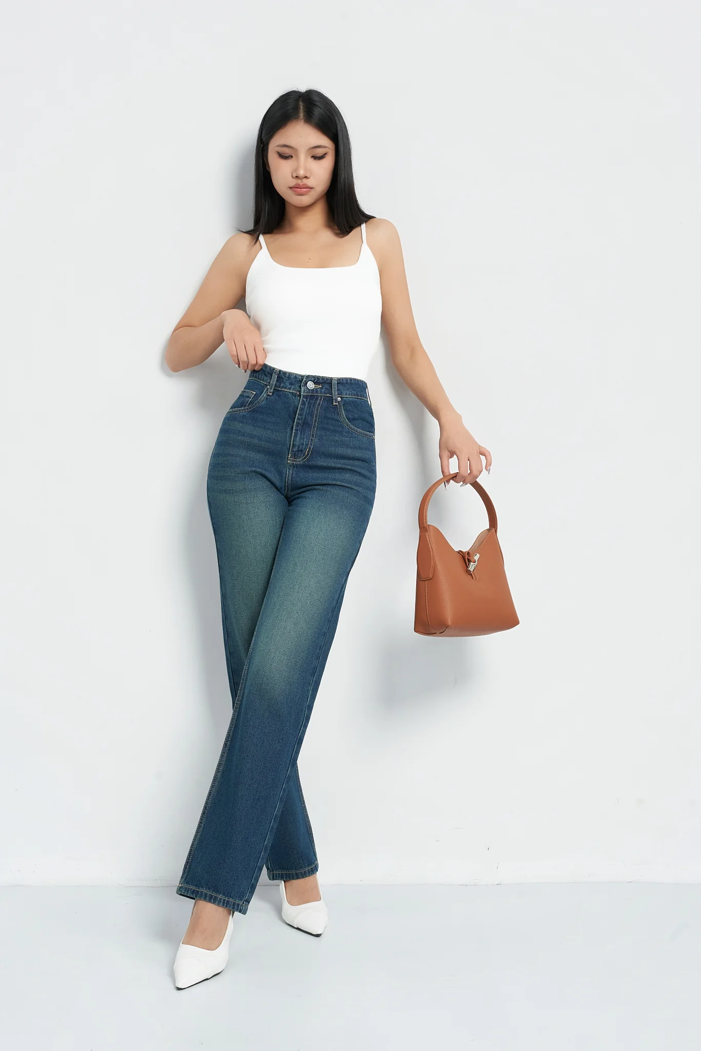 Wash Out Indigo Blue Tailored Straight Leg Jeans - Image 6