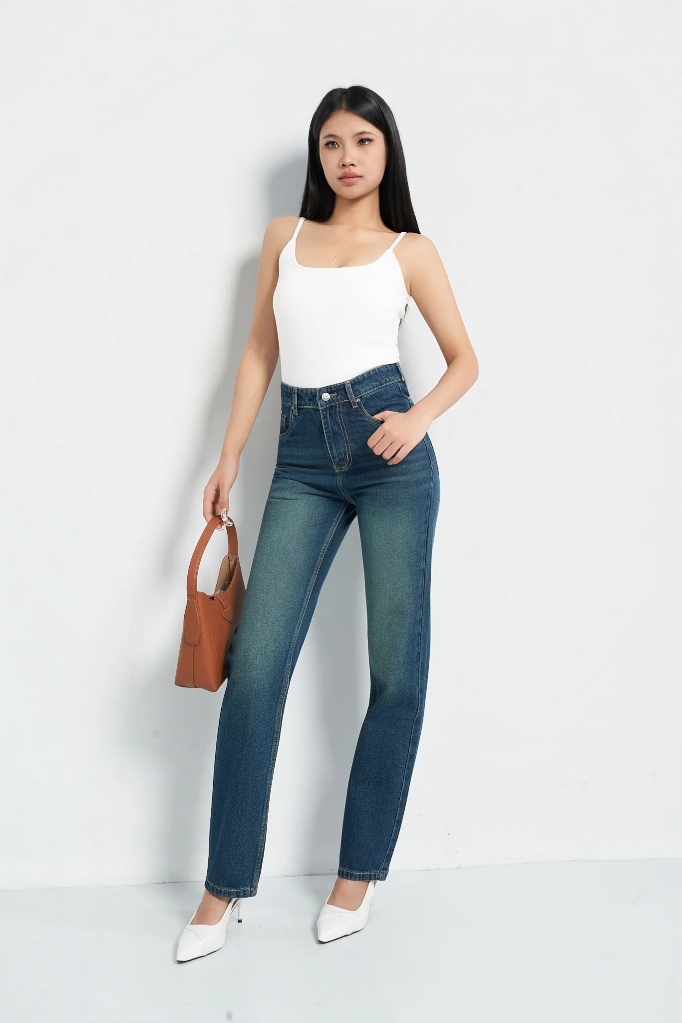 Wash Out Indigo Blue Tailored Straight Leg Jeans - Image 7